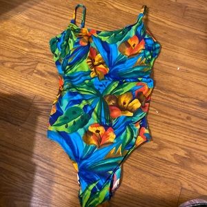 Vintage tropical Sirena swimsuit, size 16